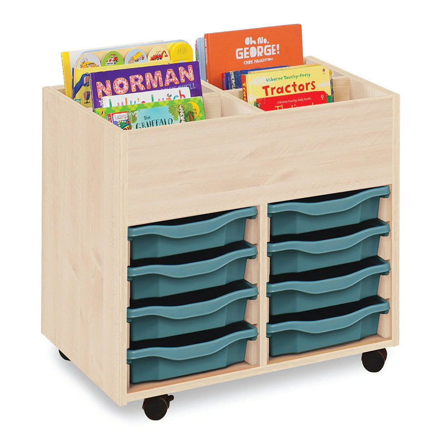 Monarch Calypso 4 Bay Kinderbox with 8 Single Trays Maple Metal Blue Monarch trays