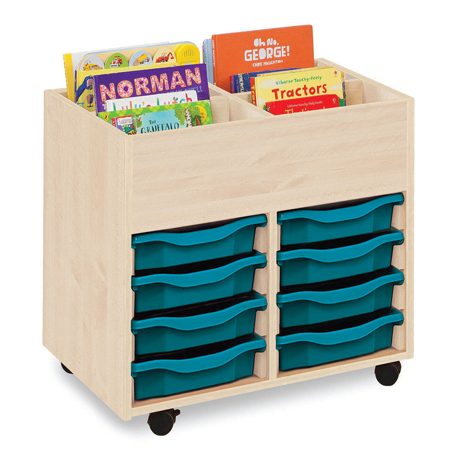 Monarch Calypso 4 Bay Kinderbox with 8 Single Trays Maple Turquoise Monarch trays