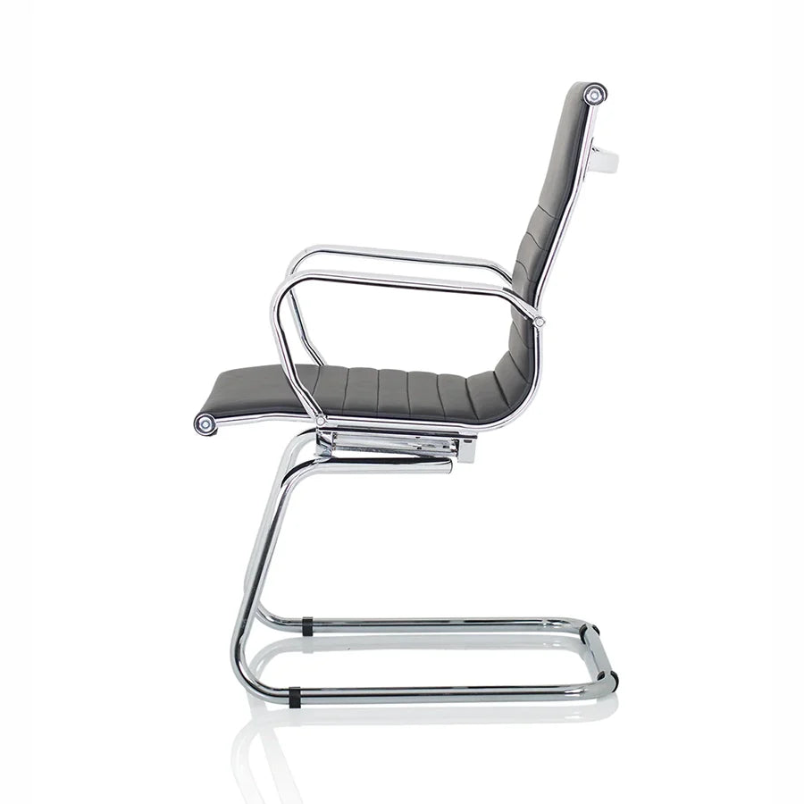 Nola Cantilever Faux Leather Visitor Chair With Arms