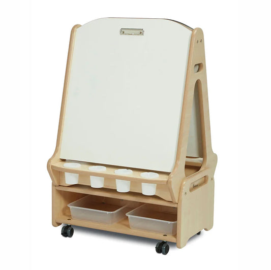 Double-sided 2 Station Easel with Low Storage Trolley (whiteboard)