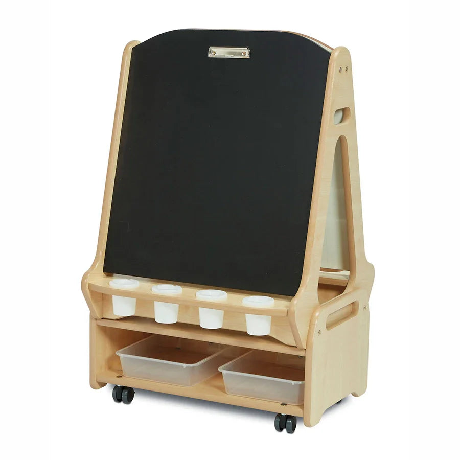 Double-sided 2 Station Easel with Low Storage Trolley (Whiteboard)