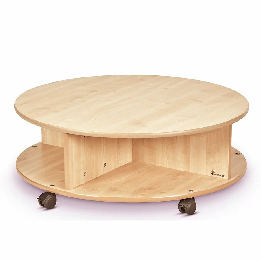 Single Tier Mobile Circular Storage Unit with 4 Cleat Tubs or Baskets