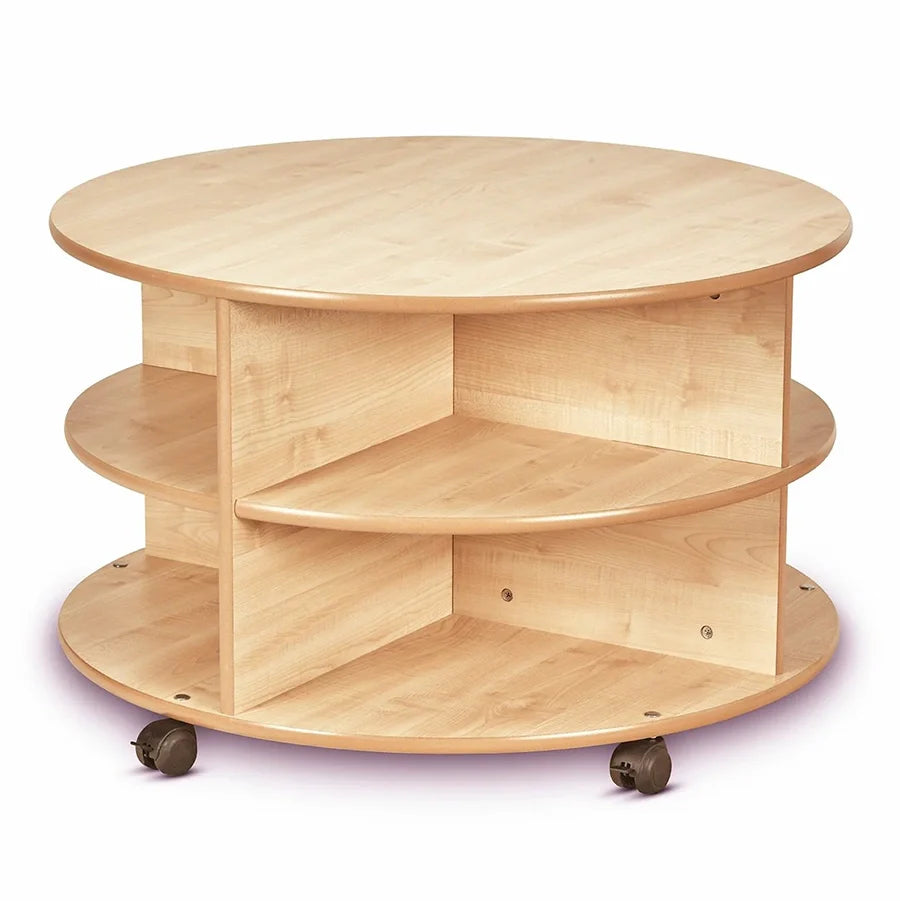 Double Tier Mobile Circular Storage Unit With 8 Clear Tubs or Baskets