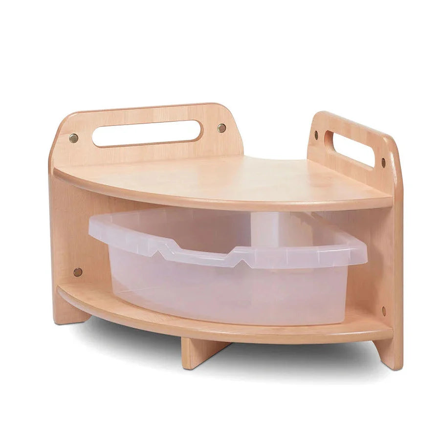 Low Level 90° Corner Unit with 1 or 2 Clear Tubs or Baskets