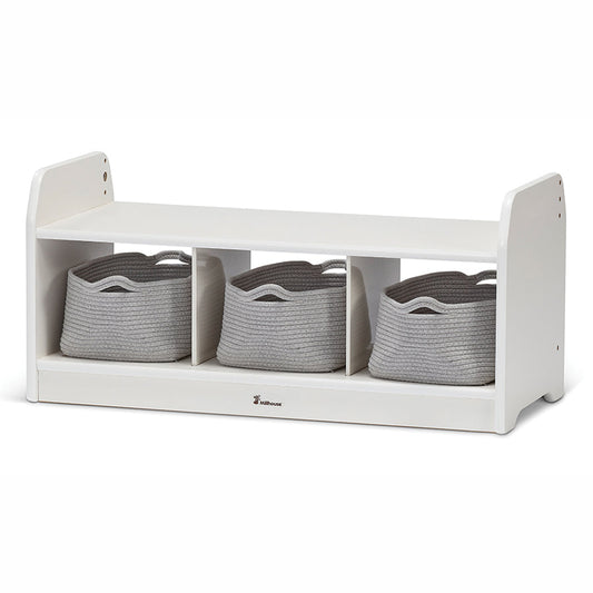 Bambino White Low Storage Unit (3X LG Rope Baskets)