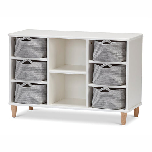 Bambino White Shallow Rope Basket Storage