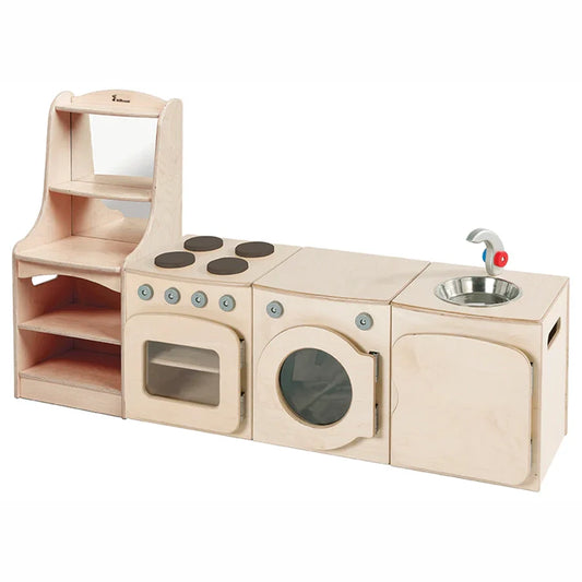 Natural Kitchen Set of 4 - Cooker, Sink, Washer, Storage Dresser (H400mm)