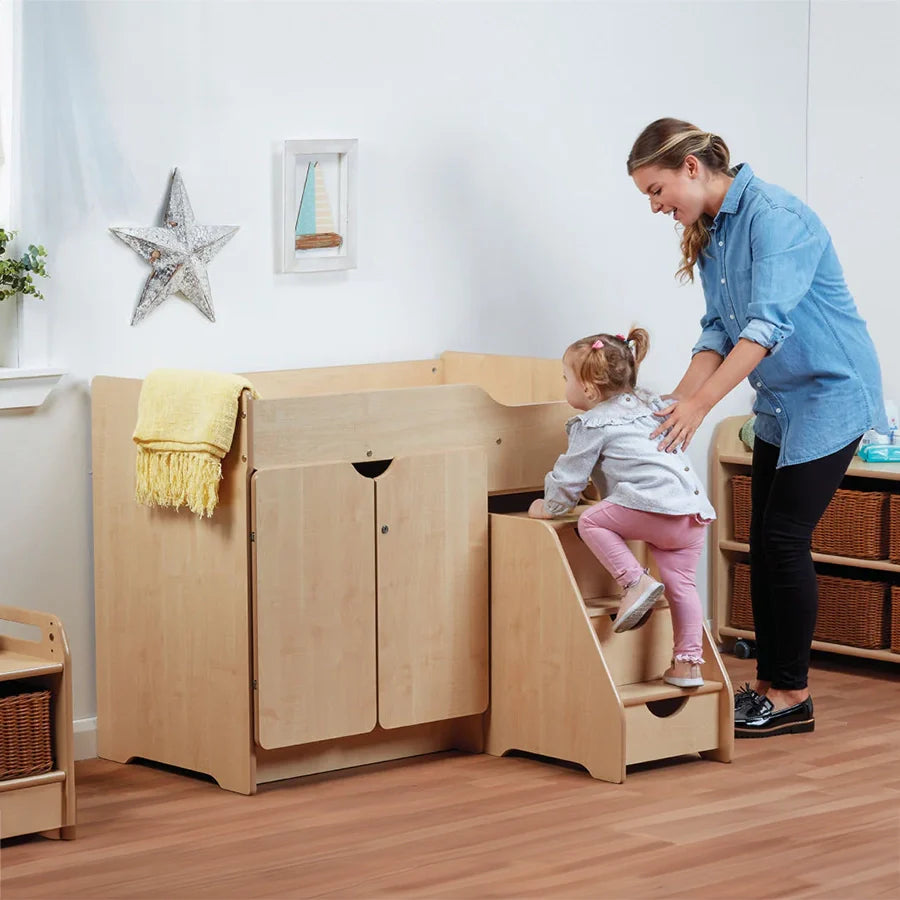 Stepped Baby Changing Unit Plus Wall Storage Unit