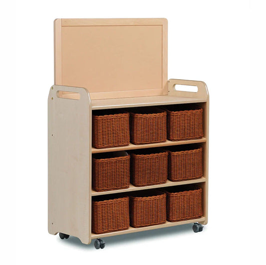 Mobile Shelf Unit With Top Display Add-on and 9 Trays or Baskets