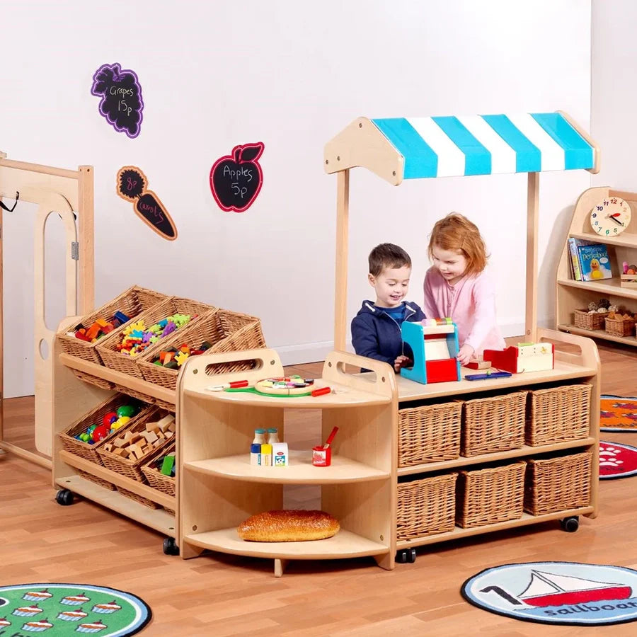 Mobile Tall Unit With Shop Canopy Add-On With 6 Baskets or Tubs
