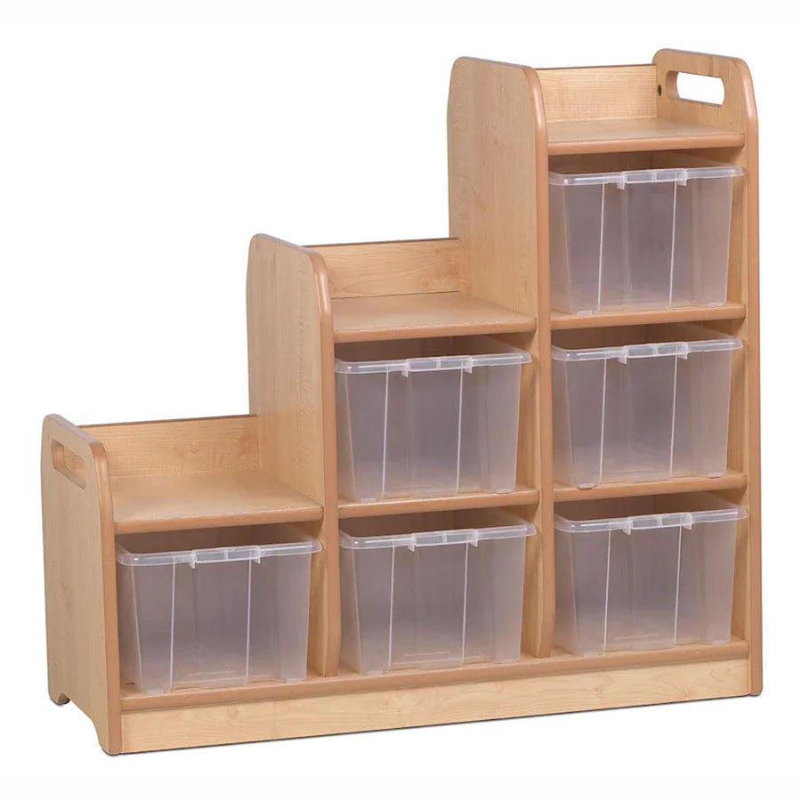 Stepped Storage Right Hand With 6 Clear Tubs or Baskets