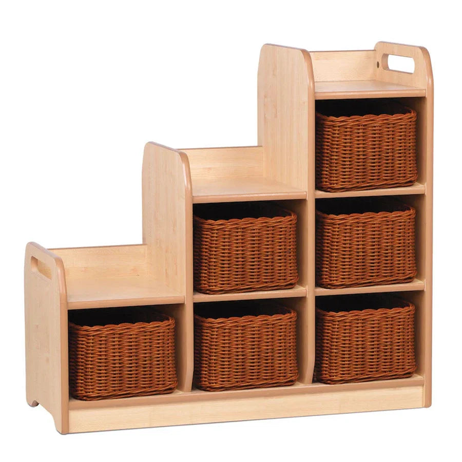 Stepped Storage Right Hand With 6 Clear Tubs or Baskets