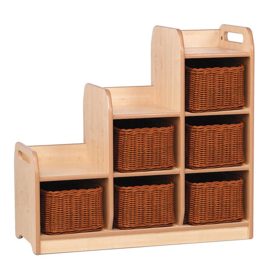 Stepped Storage Right Hand With 6 Clear Tubs or Baskets