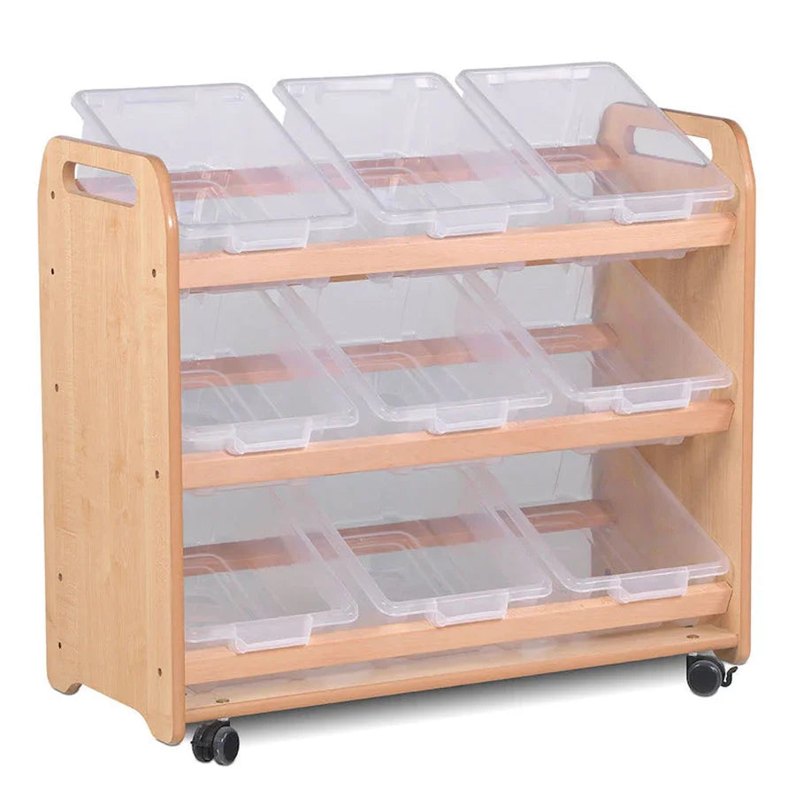 Tilt Tote Storage with 9 Clear Tubs or Baskets plus Loose Parts Kit