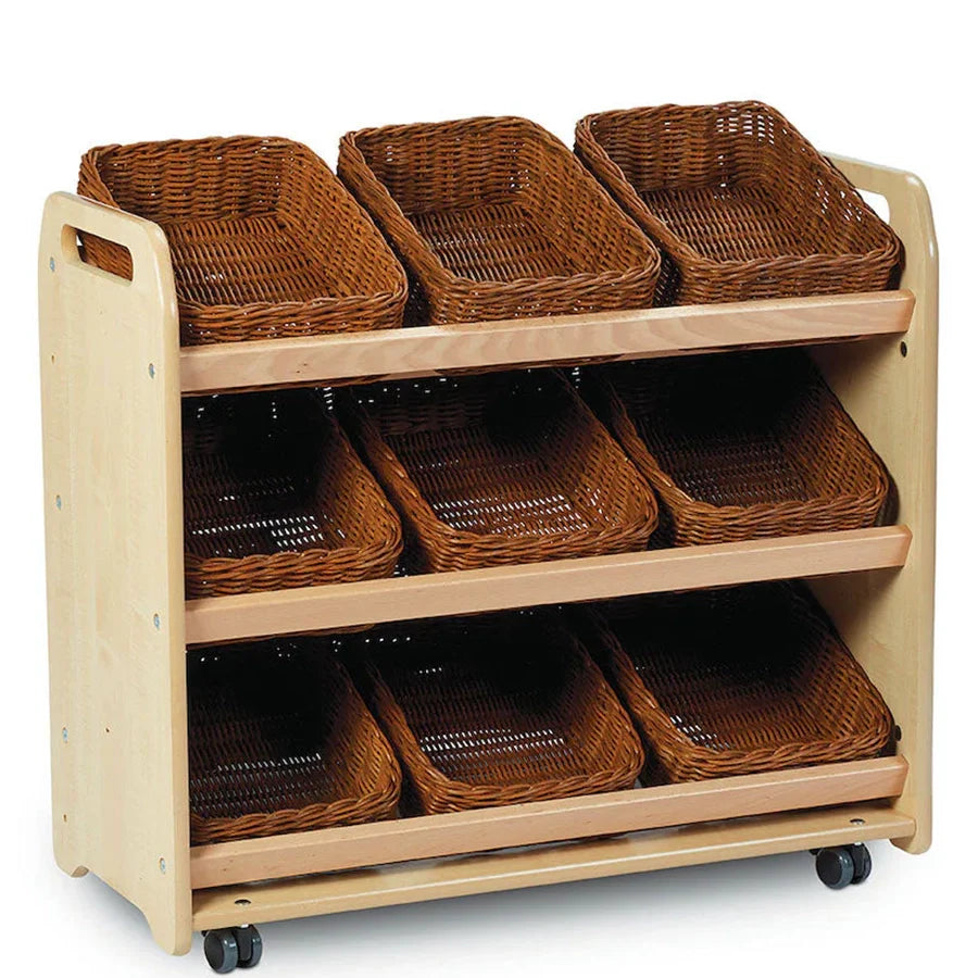 Tilt Tote Storage with 9 Clear Tubs or Baskets plus Loose Parts Kit