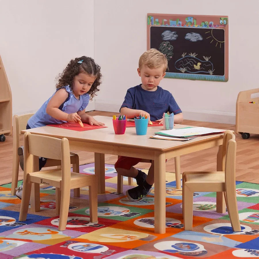 Large Rectangular Table + 8 Beech Stacking Chairs