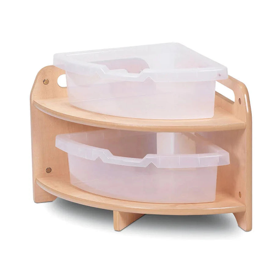 Low Level 90° Corner Unit with 1 or 2 Clear Tubs or Baskets