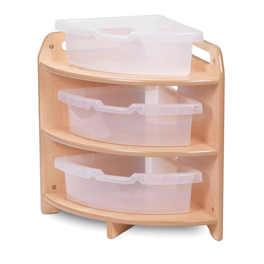 Tall 90° Corner Unit With 2 or 3 Clear Tubs or Baskets