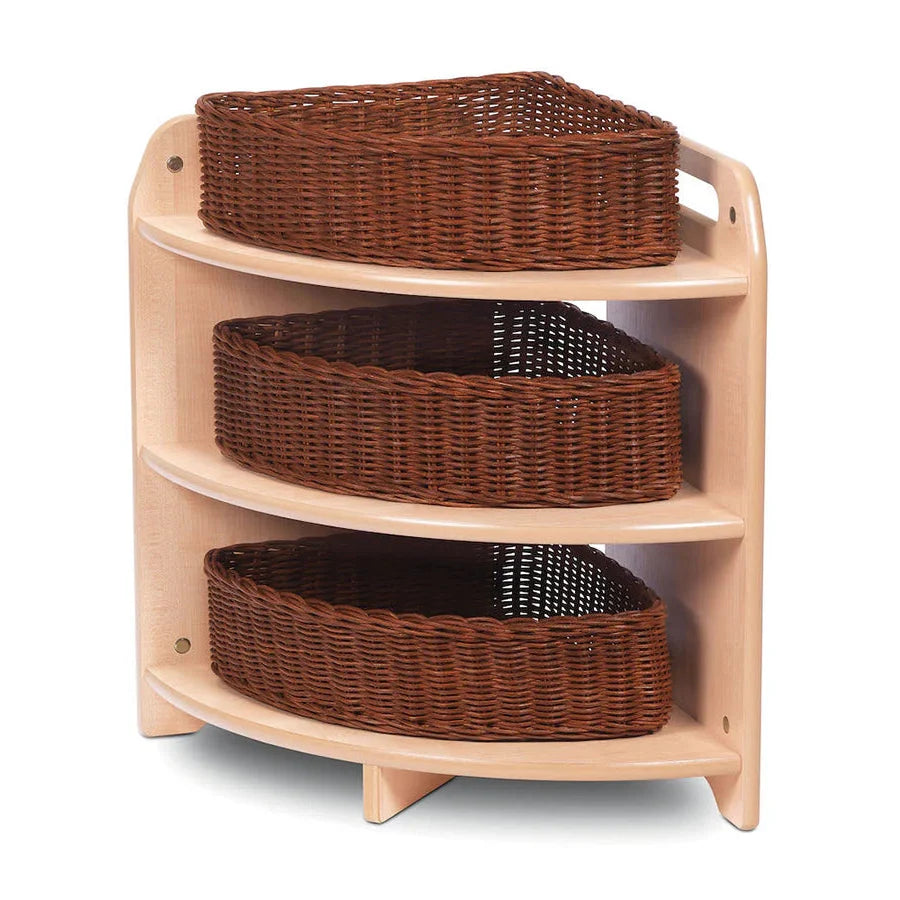 Tall 90° Corner Unit With 2 or 3 Clear Tubs or Baskets