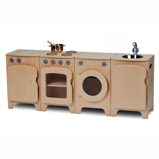 Natural Kitchen Set of 4 - Cooker, Sink, Washer, Fridge (H550mm)