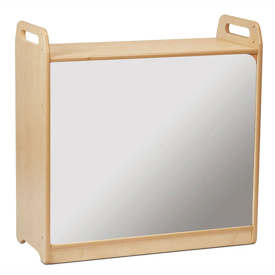 Lockable Storage Cupboard with Display and Mirror Back