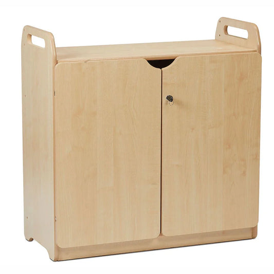 Lockable Storage Cupboard with Display and Mirror Back