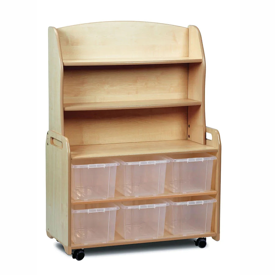 Mobile Welsh Dresser Display Storage with Clear Tubs or Baskets