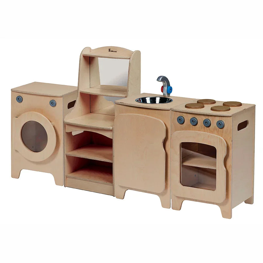 Natural Kitchen Set of 4 - Cooker, Sink, Washer, Storage Dresser (H550mm)