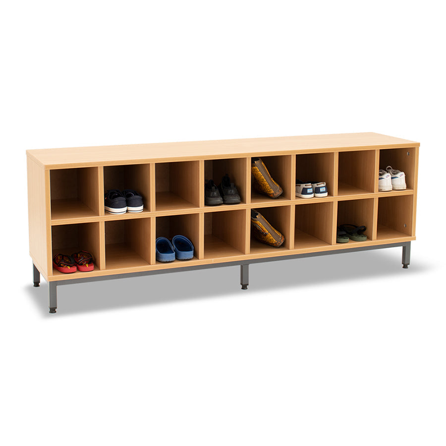 Cloakroom Bench with 16 Open Compartments