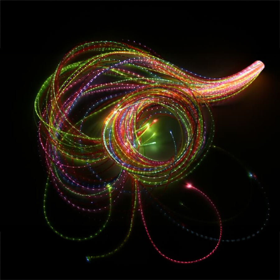 Mains White Sensory Twinkle Light Source With 100 x 1000mm Rainbow Strands