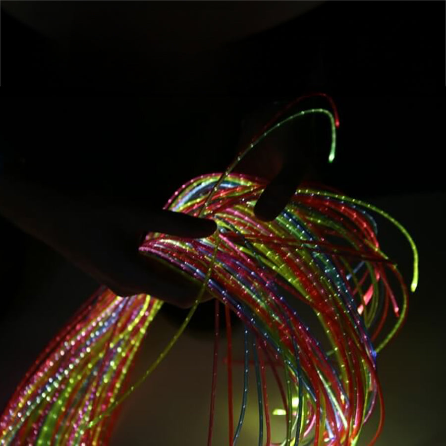 Mains White Sensory Twinkle Light Source With 100 x 1000mm Rainbow Strands