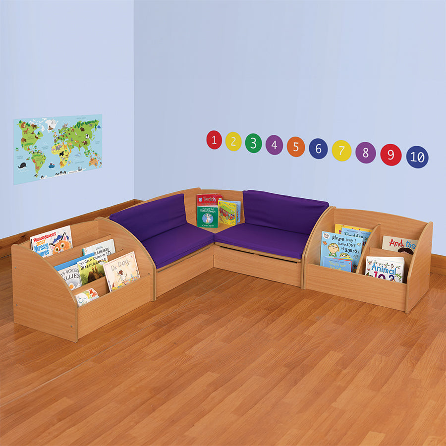 Reading Corner Seat with Purple Cushions