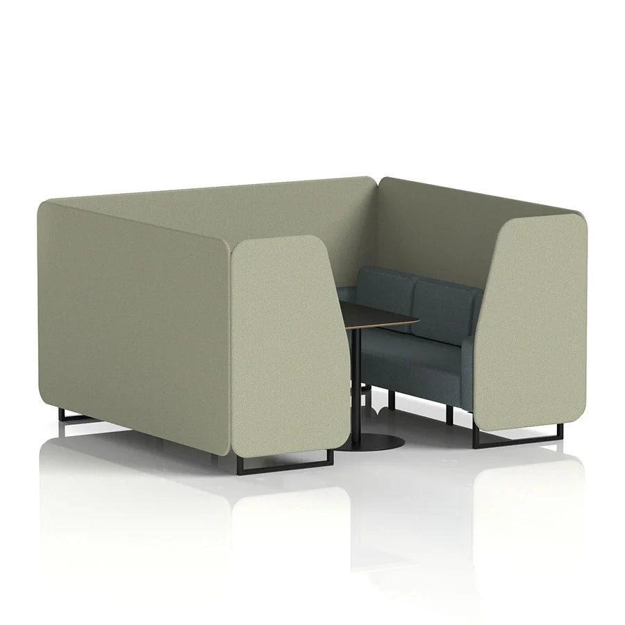 Brixworth Booth in Two Tone - 6 Seater with Black Table