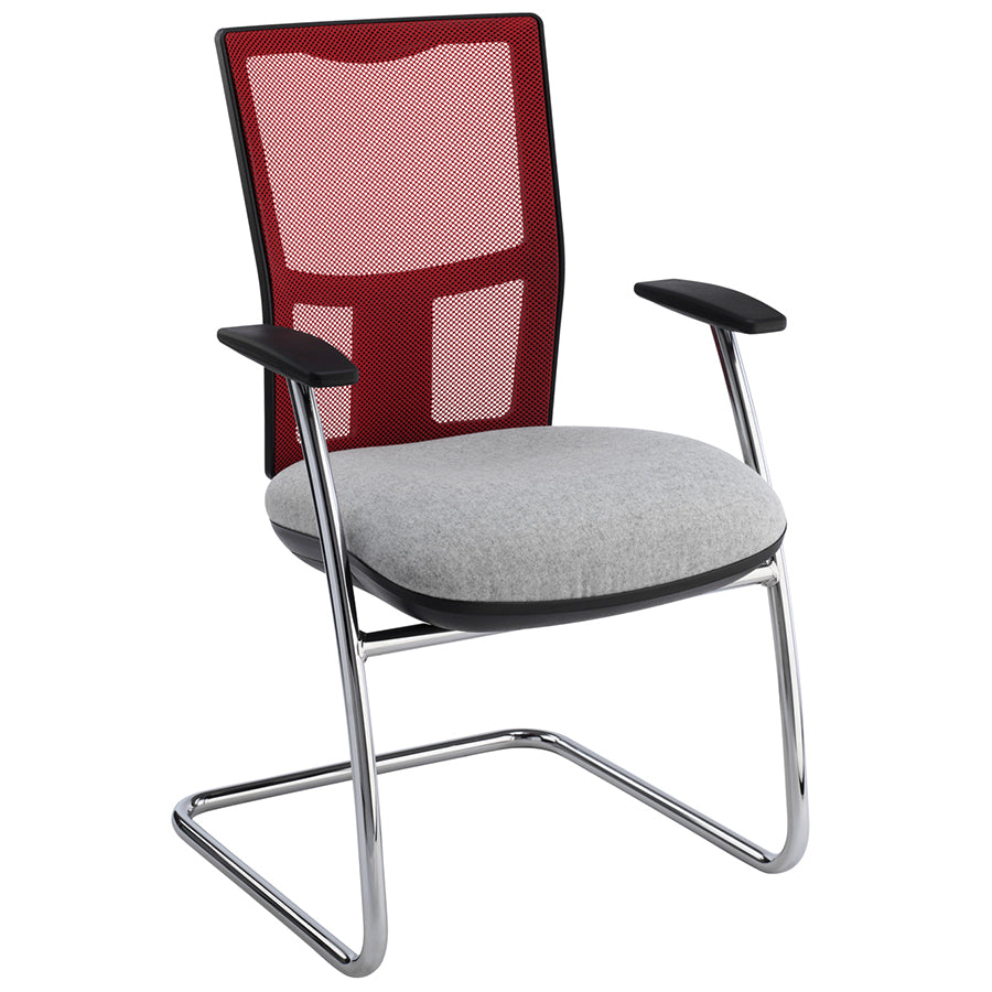 Summit E-Lite Visitor Chair with Red Mesh Back, Chrome Frame and arms SCTEX160 CO63619