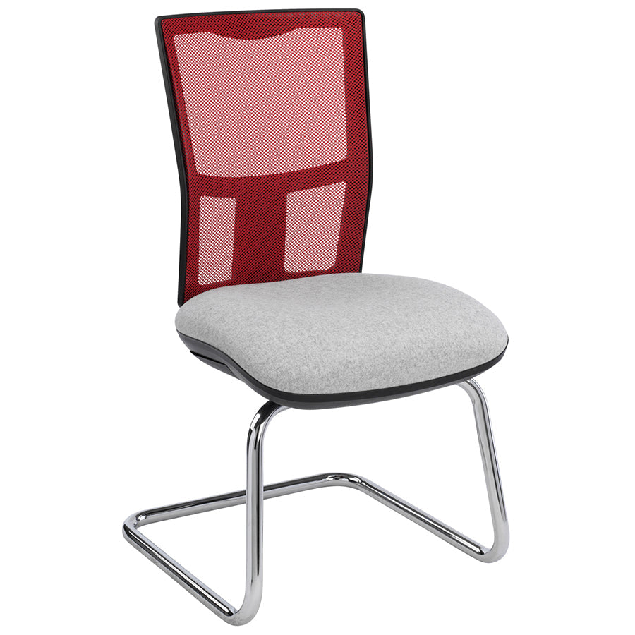 Summit E-Lite Visitor Chair with Red Mesh Back, Chrome Frame and no arms SCTC160 CO63593