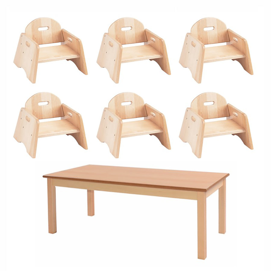 Kinder Small Rectangular Table & 6 Chairs
