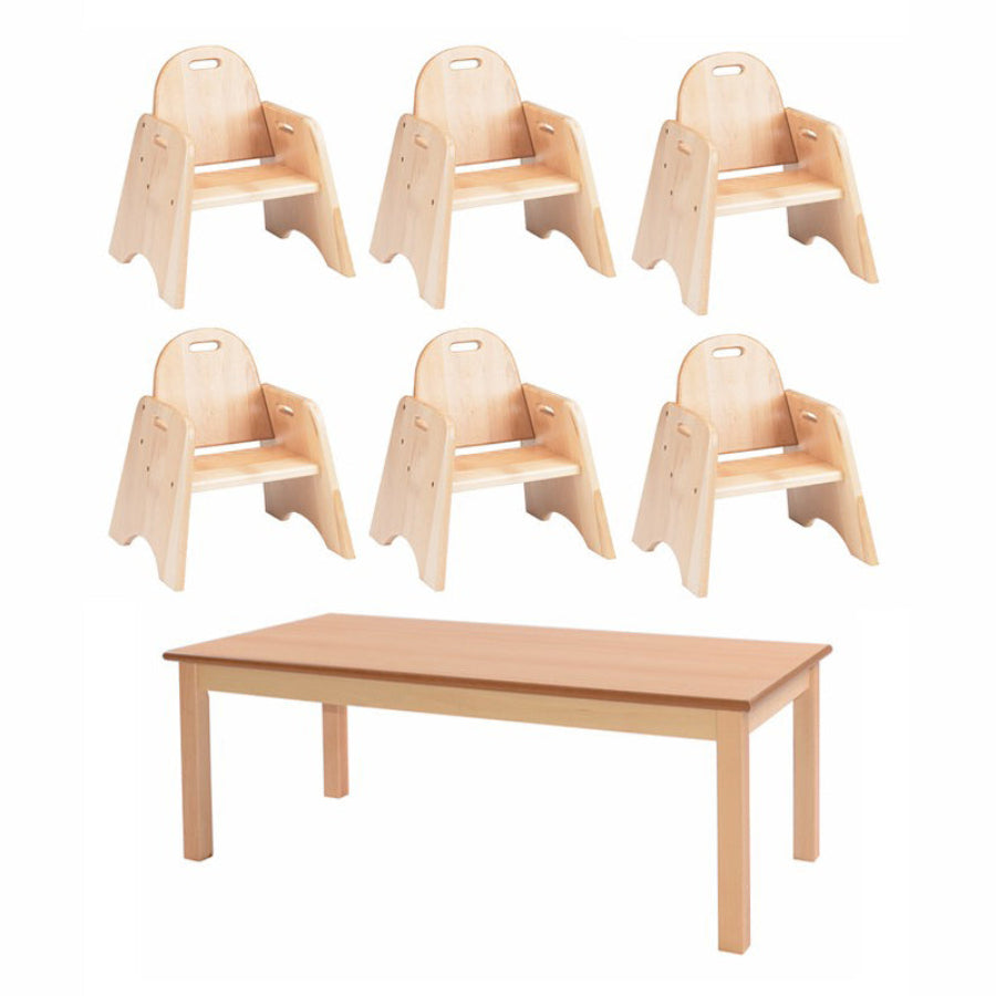 Kinder Small Rectangular Table & 6 Chairs
