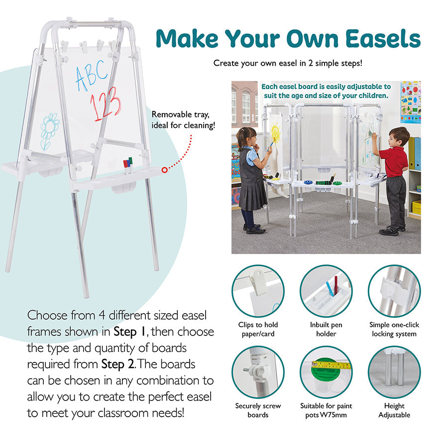 2 Sided Easel Sets (Clear or Dry Wipe Boards)