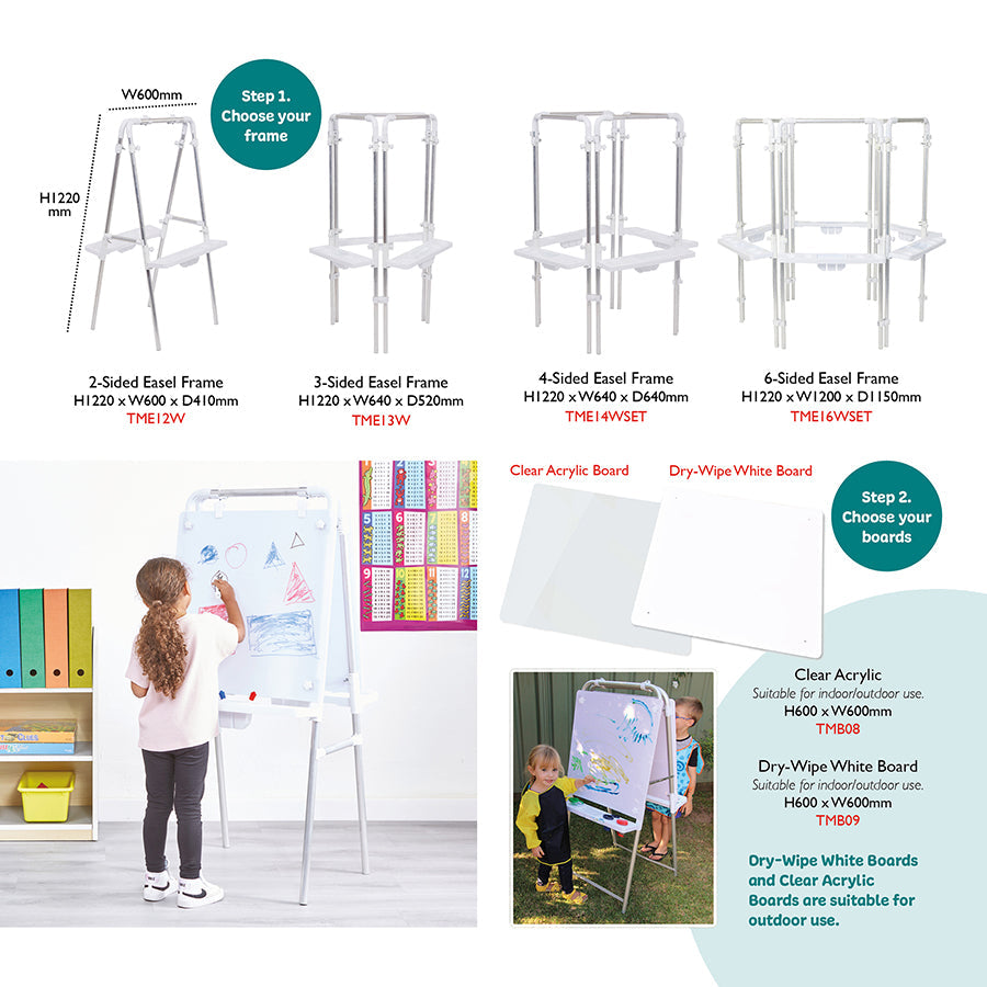 2 Sided Easel Sets (Clear or Dry Wipe Boards)
