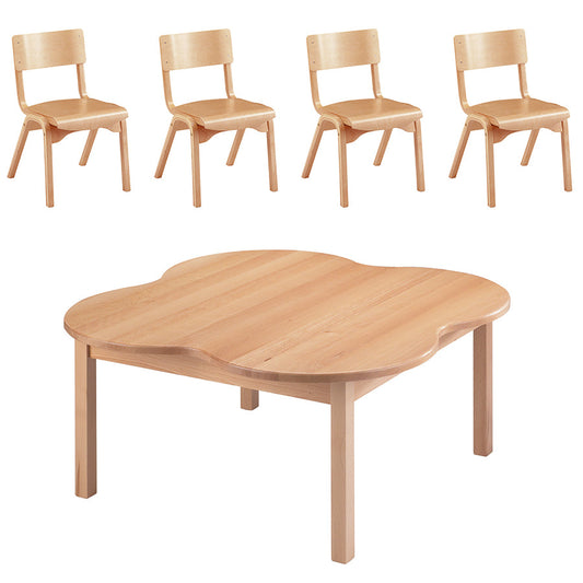 Beech Shaped Tables Flower & 4 Heritage Beech Chairs