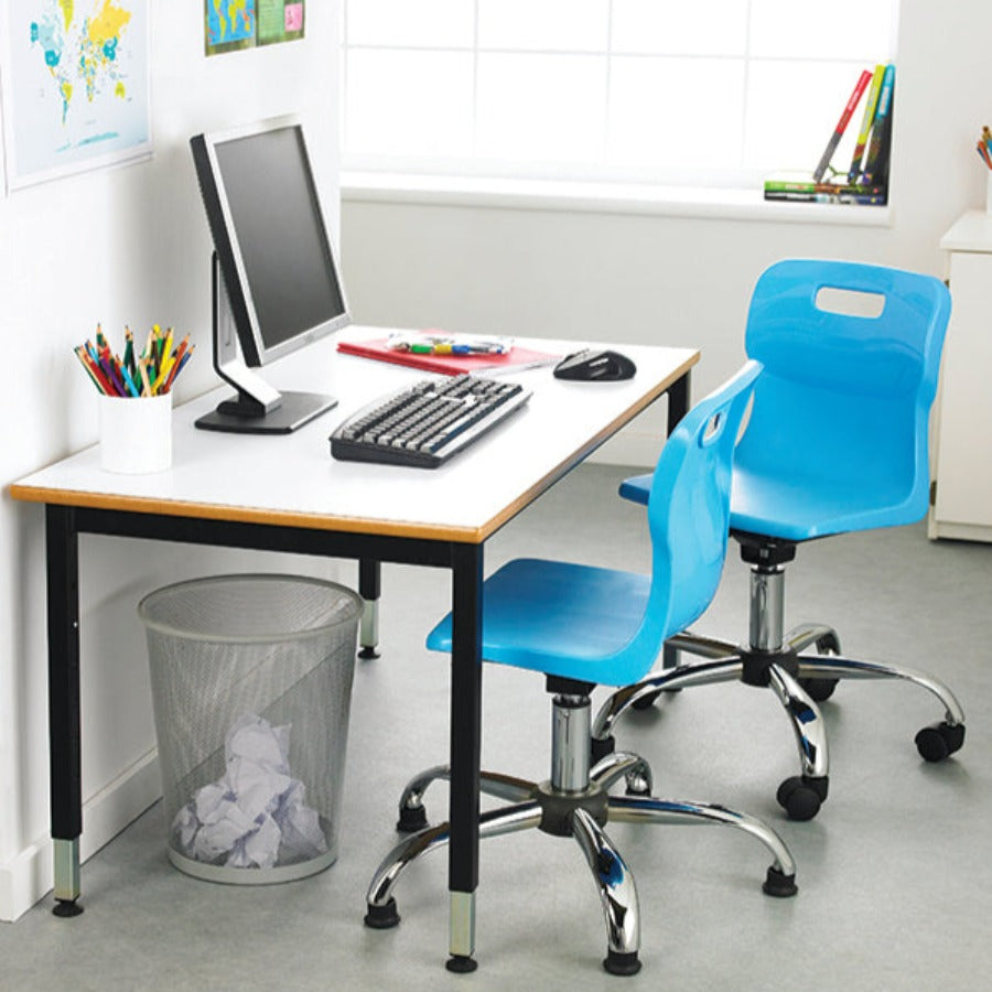 Morleys Fully Welded Height Adjustable Classroom Table 1200x600 Trapezoidal ABS Edge