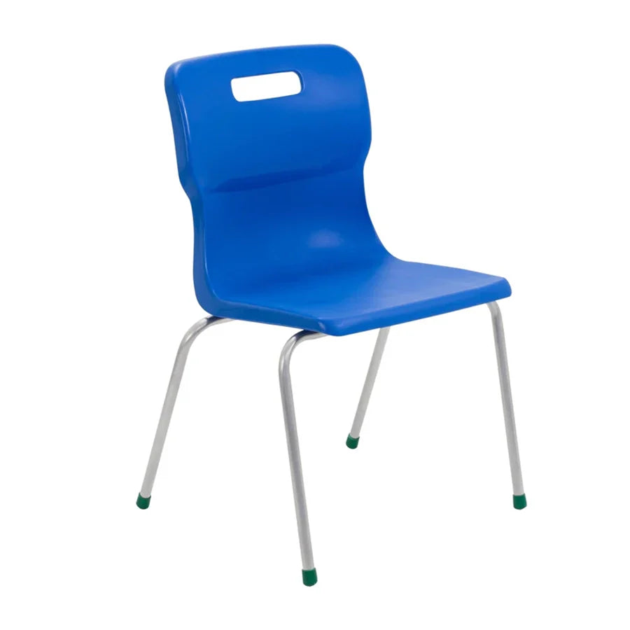 Titan 4 Leg Chair with Steel Frame and Blue Polypropylene Seat Size Mark 5 SH430mm