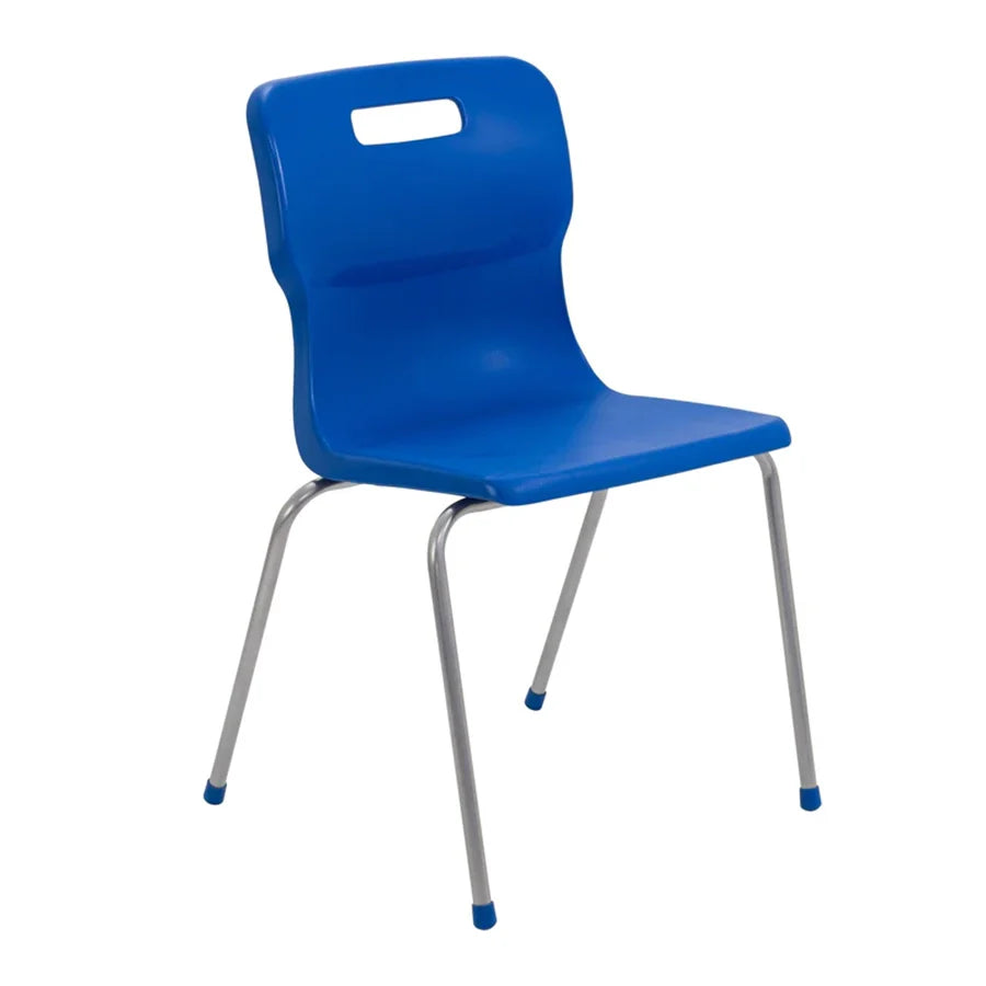 Titan 4 Leg Chair with Steel Frame and Blue Polypropylene Seat Size Mark 6 SH460mm