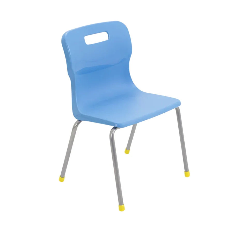 Titan 4 Leg Chair with Steel Frame and Sky Blue Polypropylene Seat Size Mark 3 SH350mm