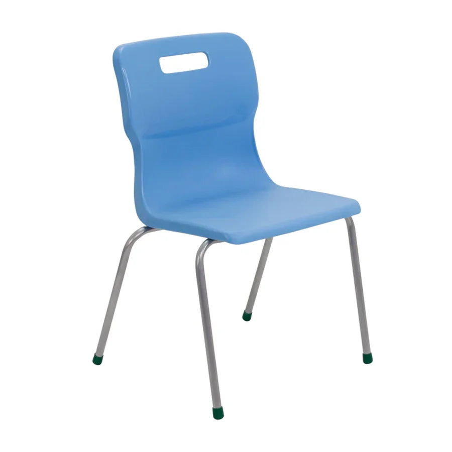 Titan 4 Leg Chair with Steel Frame and Sky Blue Polypropylene Seat Size Mark 5 SH430mm