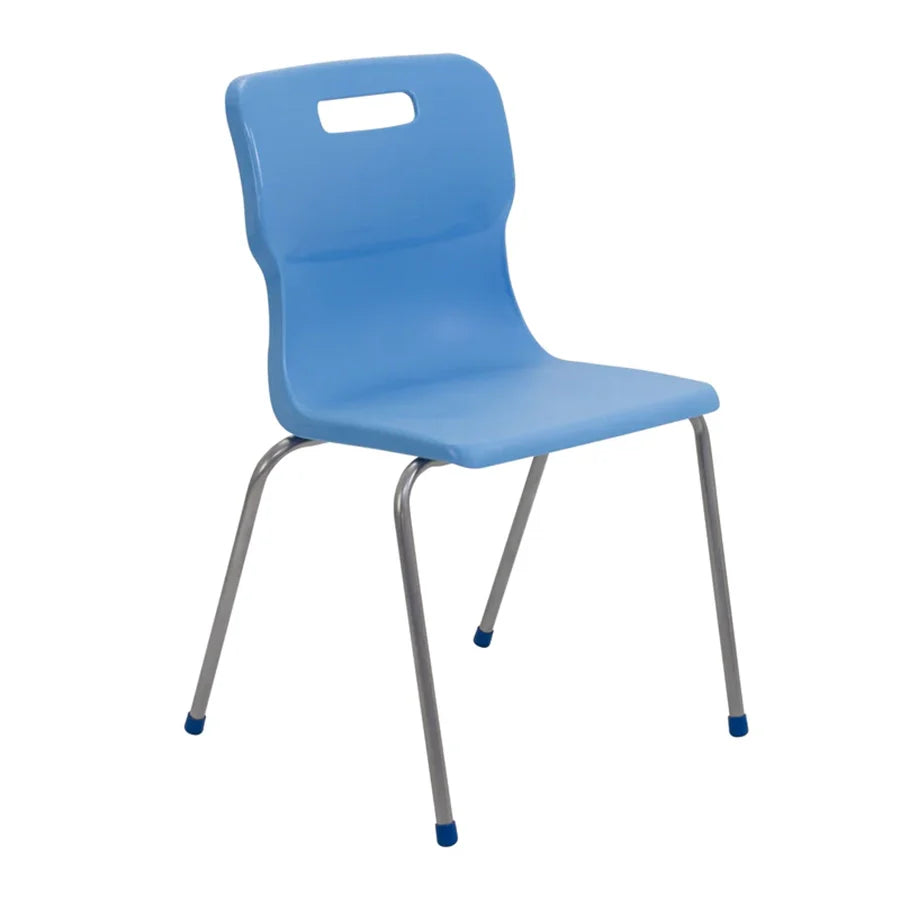 Titan 4 Leg Chair with Steel Frame and Sky Blue Polypropylene Seat Size Mark 6 SH460mm