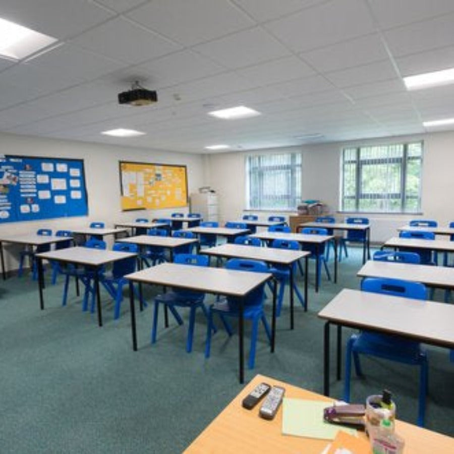 Titan One Piece Antibacterial Chair One Piece Poly Blue Lifestyle Image 4