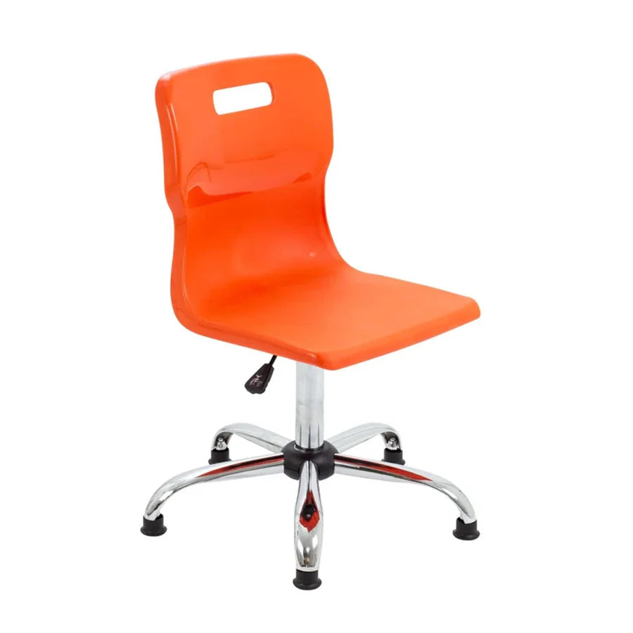 Titan Senior Swivel Chair with Chrome Base on Glides Orange Polypropylene Seat