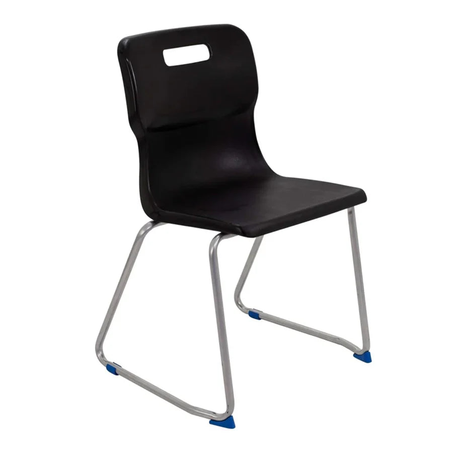 Titan Skid Base Chair with Steel Frame and Black Polypropylene Seat Size Mark 6 SH460mm