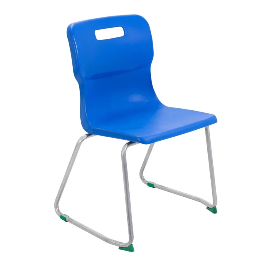 Titan Skid Base Chair with Steel Frame and Blue Polypropylene Seat Size Mark 5 SH430mm
